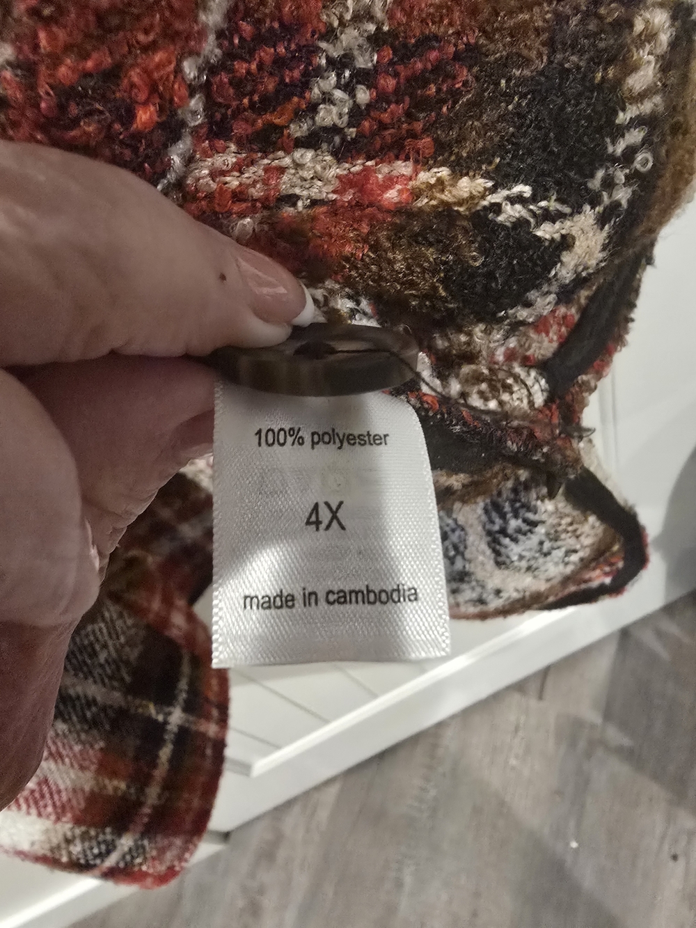 Maurices Plaid Sherpa Collar Long Cardigan Jacket - Brown & Red Plaid Sz 4X - Picture 5 of 8